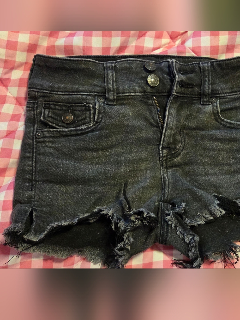 American Eagle Outfitters Black Distressed Denim Jean Shorts